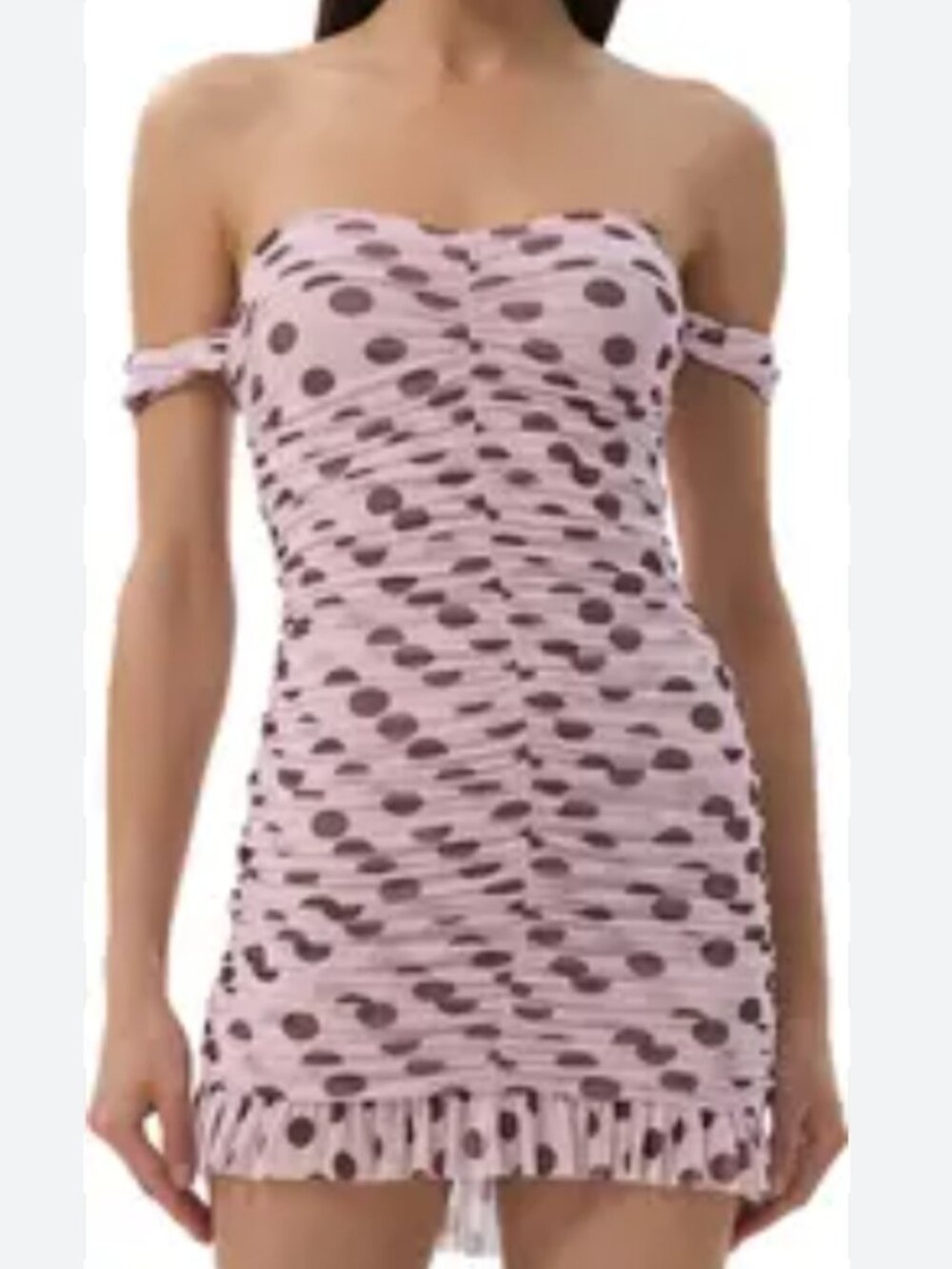 AFRM Ruched Off the Shoulder Mesh Mini Dress Size Medium